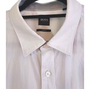 BOSS HUGO BOSS Mens White Slim Fit Button Down Dress Shirt XL